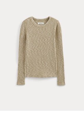 Everlane Cozy Rib Long-Sleeve Tee in Cornstalk/Bone Twist